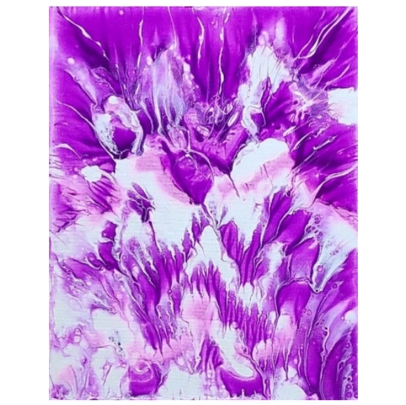 Hand Crafted Other - Hand Crafted Purple and White Abstract Design 11x14 Inches Canvas Painting